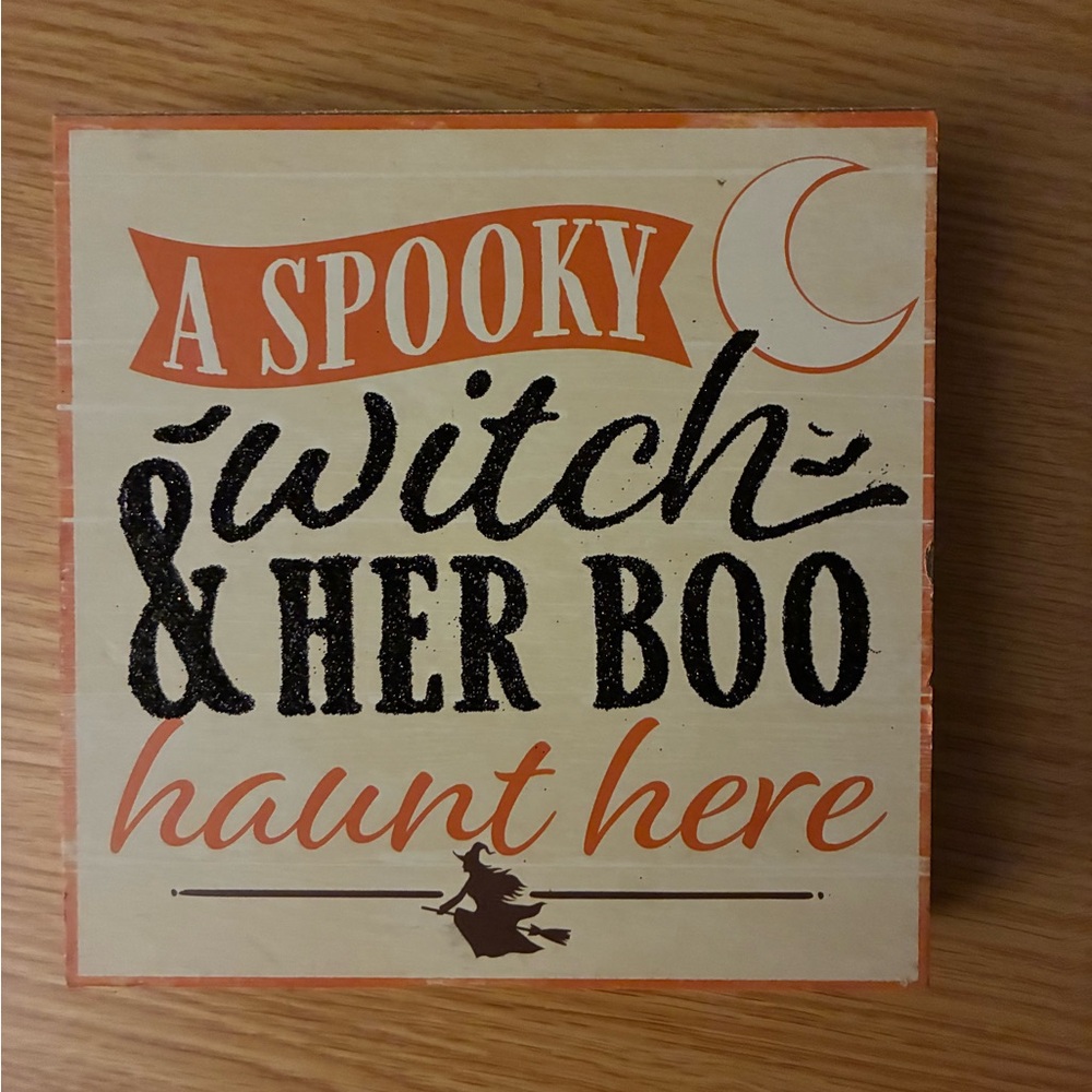 Halloween Decorative Wall Hang - “A Spooky With & Her Boo Haunt Here”
